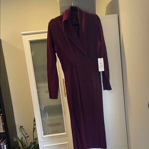 Elegant Cashmere Burgundy Wrap Dress